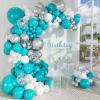 147pcs Teal Balloon Arch Garland kit, 18 12 10 5 inch Turquoise Metallic Silver White Balloons for Birthday Graduation Baby Shower Wedding Beach Party Decoration view 1