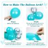 147pcs Teal Balloon Arch Garland kit, 18 12 10 5 inch Turquoise Metallic Silver White Balloons for Birthday Graduation Baby Shower Wedding Beach Party Decoration view 3