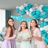 147pcs Teal Balloon Arch Garland kit, 18 12 10 5 inch Turquoise Metallic Silver White Balloons for Birthday Graduation Baby Shower Wedding Beach Party Decoration view 4