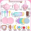 Silicone Tea Party Set for Little Girls,PRE-WORLD 27PCS Toys Toddler Tea Set with Play Food Dessert Cookies,Doughnut,Cake,Carrying Bag,Kids Kitchen Pretend Role Gifts for Girls Boys Age 3 4 5 6 view 3