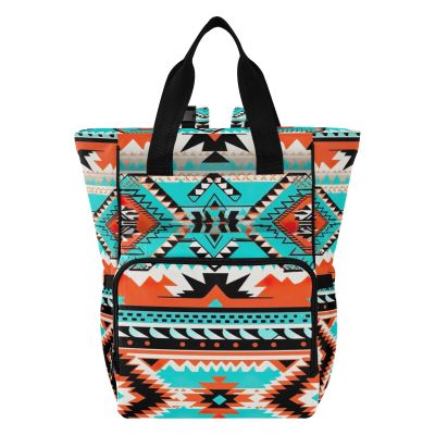 Jihqo Diaper Bag Backpack Aztec Navajo Travel Diaper Bags for Women, 10L Functional Baby Changing Bag with Insulted Pockets, Stroller Straps