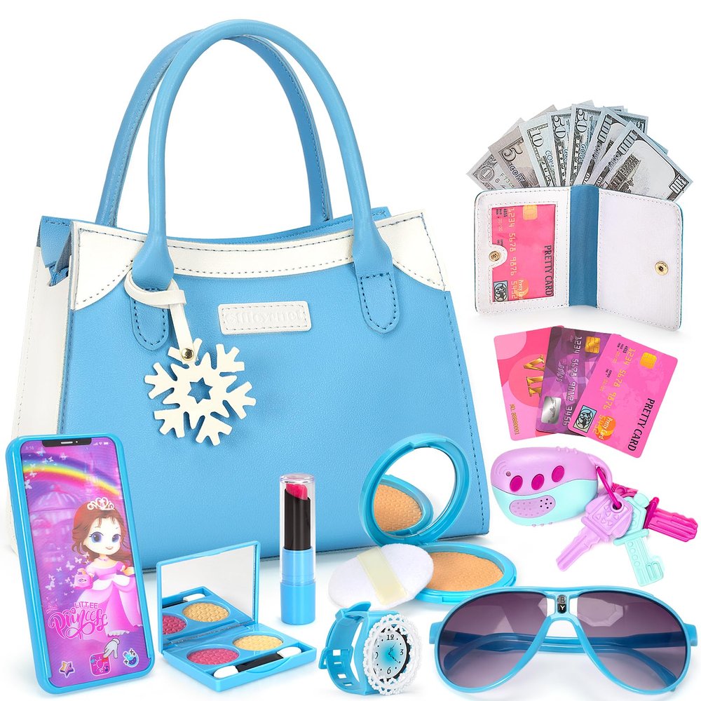 Officygnet Toddler Purse for Girls, Princess Makeup Play Girl Toys for 3 4 5 6 7 8 Years Old, Birthday Gift for Girls Age 3-5 4-6 6-8, Play Purse with Accessories, Kids Toy Purse for Little Girl