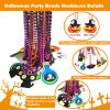 Becfupo 72 Pcs Halloween Bead Necklaces, Purple Orange Black Beaded Necklaces With Pumpkin Ghost Pendants For Halloween Party Favors, Halloween Trick or Treat Costume view 3