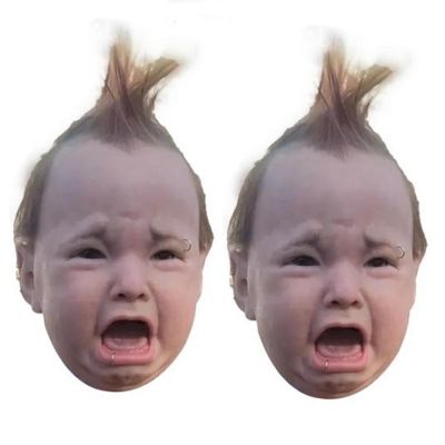 2 Crying Baby Mas k, and Hilarious Latex Head Mas k, Crying Punk Baby Masque, Halloween Mas k, Latex Head for Halloween Cosplay Costume Accessories
