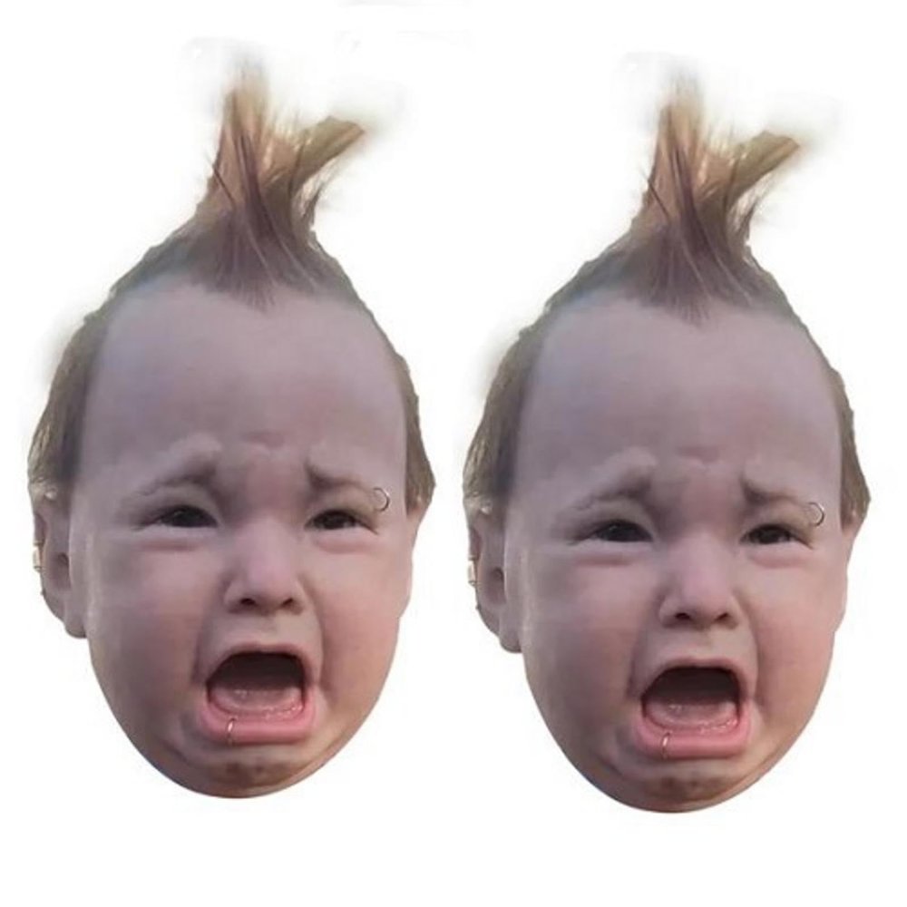 2 Crying Baby Mas k, and Hilarious Latex Head Mas k, Crying Punk Baby Masque, Halloween Mas k, Latex Head for Halloween Cosplay Costume Accessories