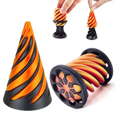 2Pcs Impossible Cone, Spiral Cone Fidget Toy 3D Printed Spiral Fidget Toys Impossible Pyramid Passthrough Sculpture, Mini Cones Pass Through Pyramid Fidget Toy for Stress and Anxiety Relaxing