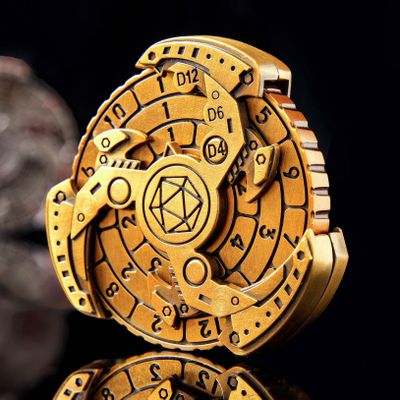 7-in-1 Spinner DND Dice Set, Rotate Metal Rotate Dungeons and Dragons DND Compass Dice, Cool RPG Role Playing Table Game DiceGold