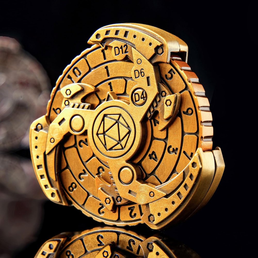 7-in-1 Spinner DND Dice Set, Rotate Metal Rotate Dungeons and Dragons DND Compass Dice, Cool RPG Role Playing Table Game DiceGold