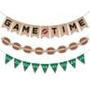 3sscha Football Burlap & Felt Banners - NO DIY 3pcs Football Banner Game Time Yard Line Hanging Decoration Sports Rustic Bunting Flag Photo Prop for Baby Shower Game Day Birthday Party Supplies