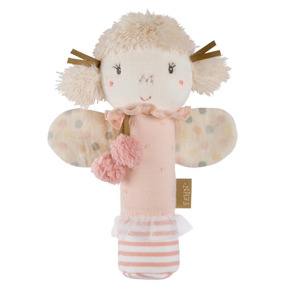 Fehn Fairy Rod Grapple Grasping Grasp for Rocking Squeaking Touch Play - A Faithful Companion in the Shape of a Fairy Soft and Fluffy Fabric - Motor Skills Toy for Babies and Toddlers