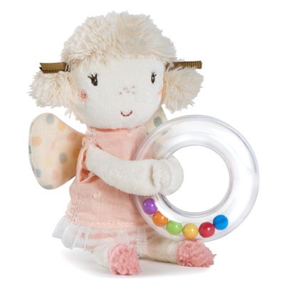 Fehn Fairy Rattle Ring - Griffon for Rasping, Touching, Playing - A Faithful Companion with Soft and Fluffy Fabric Figure - Motor Skills Toy for Babies and Toddlers 0+ Months