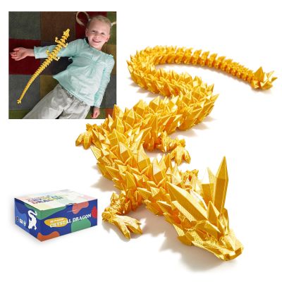 Meet Gladness 243D Printed Dragon Large 3D Dragon--Bigger Fidget Toy Gift for Kids, Boys, Girls & Adults,Cool Giant Crystal 3-D Printed Animals Desk Decor, Easter Basket Essentials