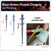 243D Printed Dragon Large 3D Dragon--Bigger Fidget Toy Gift for Kids, Boys, Girls & Adults,Cool Giant Crystal 3-D Printed Animals Desk Decor, Easter Basket Essentialsblue green purple view 3