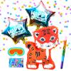 Tiger Pinatas For Animal Theme Party Decorations - Perfect for Birthday Celebrations with Buster Stick, Blindfold, Confetti, and 2 Balloons view 1
