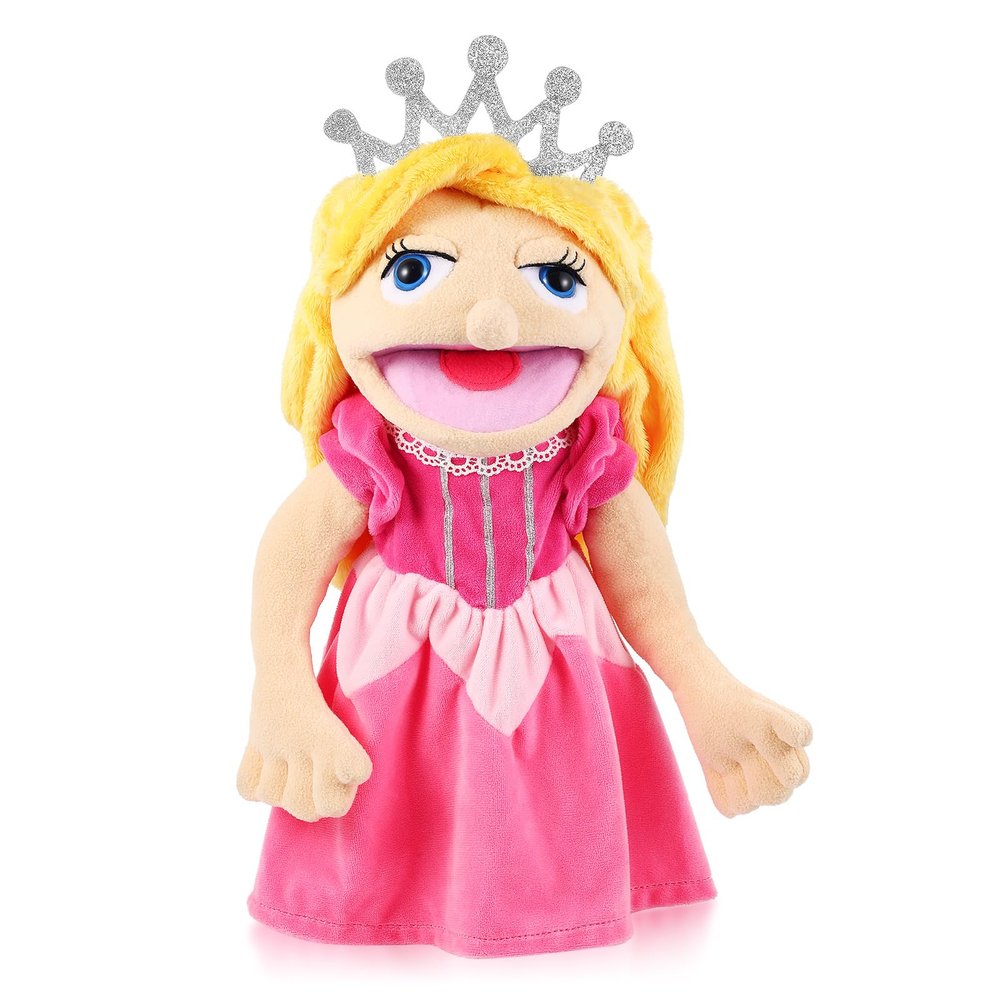 Role Play Hand Puppets Hand Plush Chef Doctor Fireman Pirate Detective Athlete Nurse Worker Hand Puppet Toys Puppets for Kids Storytelling Imaginative Pretend Play Teaching Preschool(Princess)