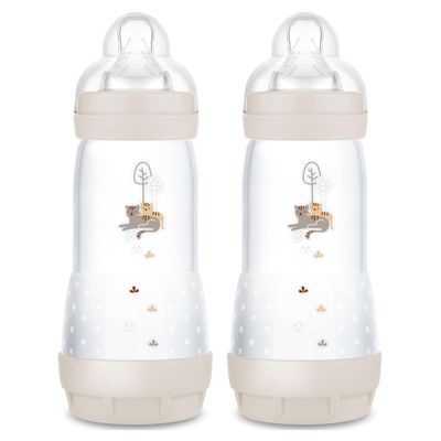 MAM 11oz Easy Start Anti-Colic Baby Bottles, Fast Flow, Breastfeeding-Like Silicone Nipple, Reduces Colic, Gas, & Reflux, Easy-to-Clean, BPA-Free, 4 Plus Months