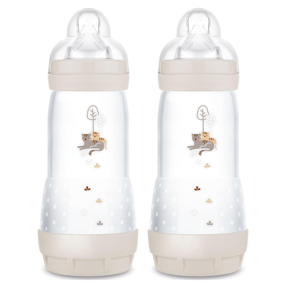 MAM 11oz Easy Start Anti-Colic Baby Bottles, Fast Flow, Breastfeeding-Like Silicone Nipple, Reduces Colic, Gas, & Reflux, Easy-to-Clean, BPA-Free, 4 Plus Months