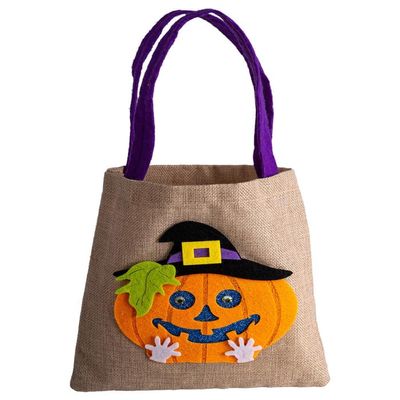 Borsina Halloween in Jute Con Zucca H.cm.40 x 21 Approx. Con Cartellino/Etichetta