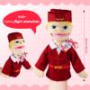 Role Play Hand Puppets Hand Plush Chef Doctor Fireman Pirate Detective Athlete Nurse Worker Hand Puppet Toys Puppets for Kids Storytelling Imaginative Pretend Play Teaching Preschool(Stewardess) view 3