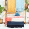 MINTWOOD Design 22in Extra Large Blanket Basket Holder Living Room, Rectangle Rope Woven Storage Basket with Handles for Laundry, Pool Towels, and Shoes, Dog Toy Organizer Bin Box, 3-Tone Blue view 2