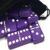 Marion Domino Double 6 Purple Tiles with Spinners, Jumbo Tournament Size in Black Elegant Velvet Bag view 2