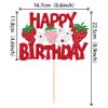 1 PCS Strawberry Happy Birthday Cake Topper Red Glitter Flower Fruit Strawberry Cake Pick Berry Birthday Cake Decoration for Strawberry Theme Baby Shower Birthday Party Cake Decorations Supplies view 2