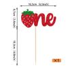 1 Pack Strawberry One Cake Topper Red Glitter Strawberry 1st Birthday Cake Pick for Fruit Theme Baby Shower Kids Birthday Party Strawberry Party Cake Decorations Supplies view 2