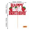 1 Pack Strawberry Happy Birthday Cake Topper Red Glitter Flower Strawberry Cake Pick for Fruit Theme Baby Shower Kids Birthday Party Strawberry Party Cake Decorations Supplies view 2