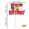 1 Pack Berry 1st Birthday Cake Topper Red Glitter Flower Strawberry Frist Birthday Cake Pick for Fruit Strawberry One Theme Baby Shower Kids Birthday Party Strawberry Party Cake Decorations Supplies view 2