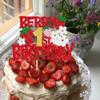 1 Pack Berry 1st Birthday Cake Topper Red Glitter Flower Strawberry Frist Birthday Cake Pick for Fruit Strawberry One Theme Baby Shower Kids Birthday Party Strawberry Party Cake Decorations Supplies view 4