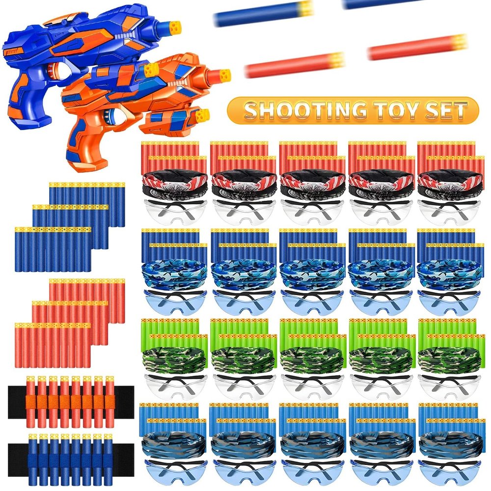 2 Pack Blaster Guns Boys Toys 60 Soft Foam Darts Bullets& 2 Wrist Bands-with 20 Kids Party Supplies for nerf