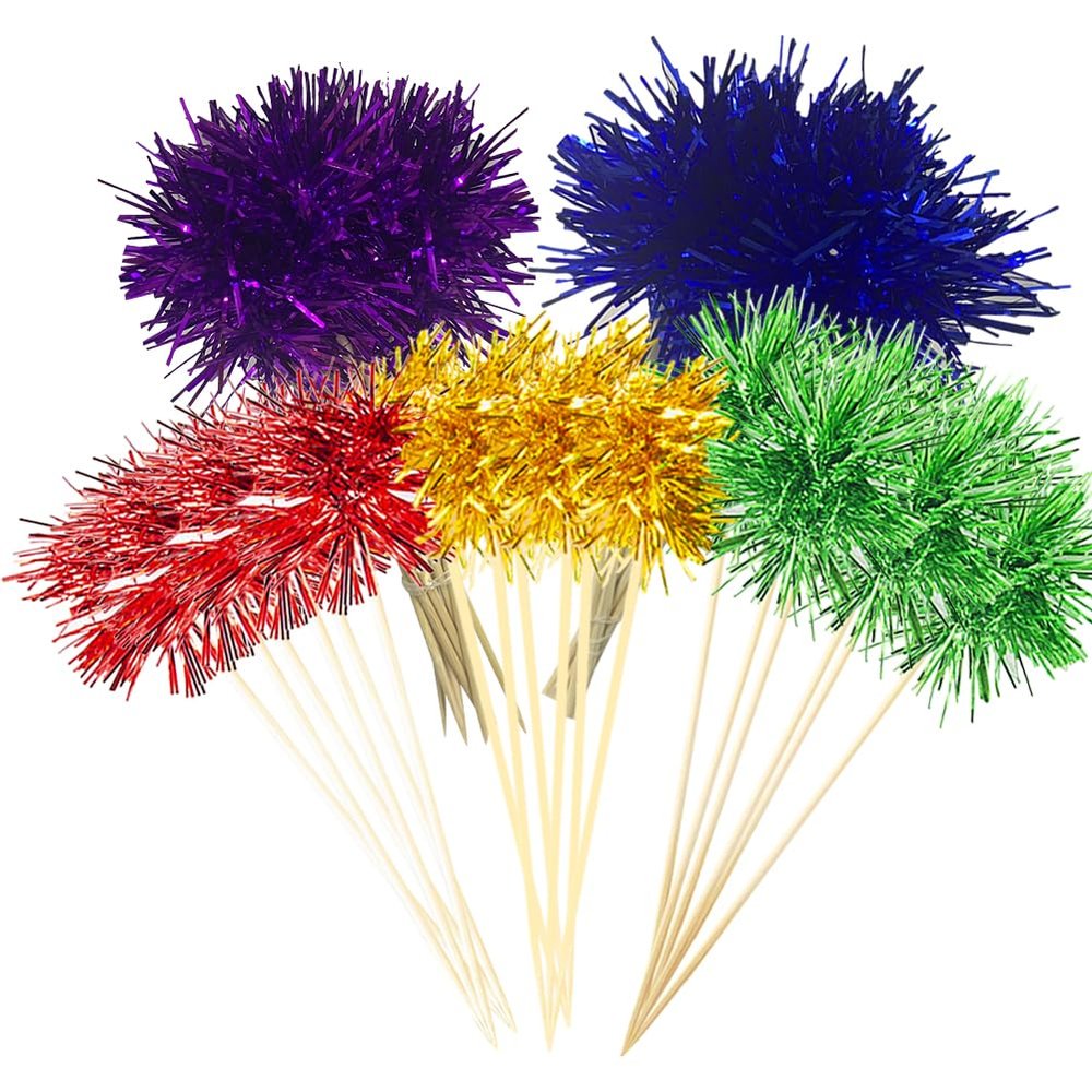 100 Pcs Firework Cupcake Toppers Sparkle Cake Toppers Fruit Cocktail Picks Small Fancy Toothpicks Party Appetizer Skewers Decorative Food Picks for Ceremony Multi 4