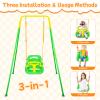 3-in-1 Toddler Swing, Foldable Indoor & Outdoor Baby Swing, Multifunctional Swings for Children 6 Months and Older, Easy to Assemble and Store for Backyard Play (Green) view 2