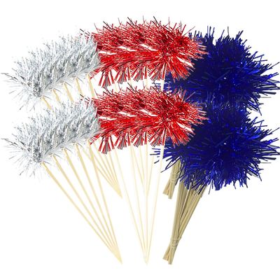 100 Pcs Firework Cupcake Toppers Sparkle Cake Toppers Fruit Cocktail Picks Small Fancy Toothpicks Party Appetizer Skewers Decorative Food Picks for Ceremony Multi 3