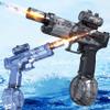 2 Pack Electric Water Guns with Light Up,Full Automatic Electric Squirt Gun 28-32 FT Range Water Pistol Blaster Soaker,Summer Outdoor Pool,Water Toy for Adult&Kid view 1