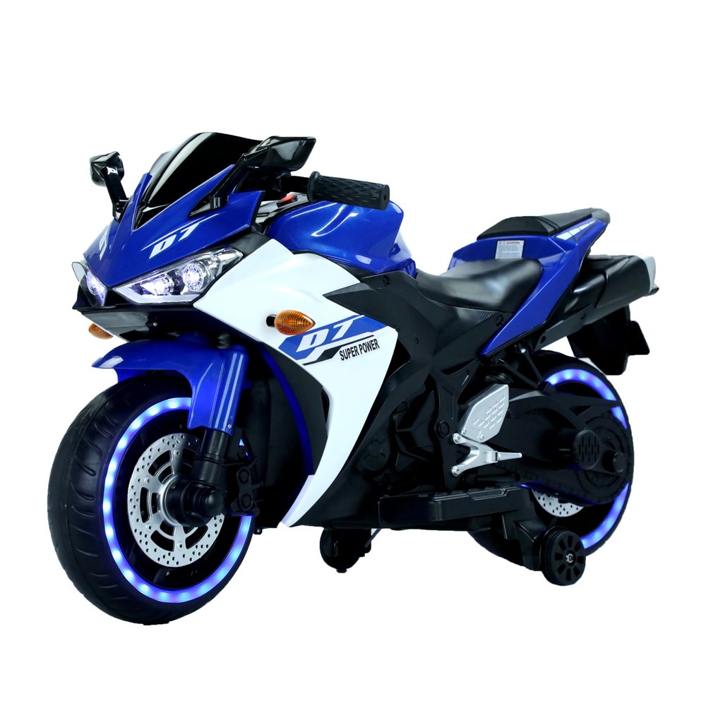 Ride on Motorcycle,TAMCO 12V Kids Electric Motorcycle,Battery Operated Kids Vehicles with Hand Racing/Foot Brake/Light Wheel/Kids Ride on Toys Children Electric Bike (Blue)