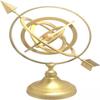 ANTIQUE AURA Nautical Armillary Sphere 11 Gold Painted Brass 5 Movable Rings Arrow & Globe view 1