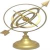 ANTIQUE AURA Nautical Armillary Sphere 11 Gold Painted Brass 5 Movable Rings Arrow & Globe view 2
