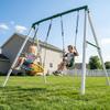 Hapfan 7.5ft Tall Swing Sets for Backyard, 500lbs Heavy Duty Swing Set for Kids and Adults with Spider Swing and Belt Swing, Outdoor Playground Sets for Backyards (Green and White) view 1
