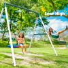 Hapfan 7.5ft Tall Swing Sets for Backyard, 500lbs Heavy Duty Swing Set for Kids and Adults with Spider Swing and Belt Swing, Outdoor Playground Sets for Backyards (Green and White) view 3