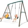 Hapfan 7.5ft Tall Swing Sets for Backyard, 500lbs Heavy Duty Swing Set for Kids and Adults with Spider Swing and Belt Swing, Outdoor Playground Sets for Backyards(Green and Brown) view 1