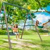 Hapfan 7.5ft Tall Swing Sets for Backyard, 500lbs Heavy Duty Swing Set for Kids and Adults with Spider Swing and Belt Swing, Outdoor Playground Sets for Backyards(Green and Brown) view 3
