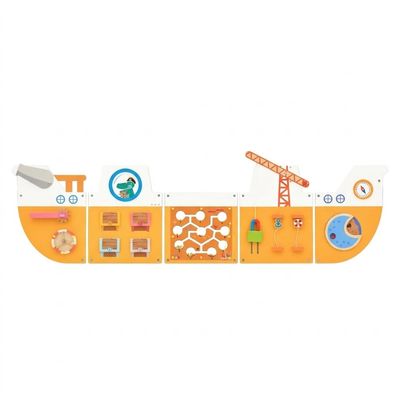 Monlurd Wooden Ship Activity Wall Panel for Kids, Sensory Wall Toy, Activity Cube, Wall Toys for Toddlers 1-3, Playroom Toys, Daycare Furniture, Montessori Busy Board