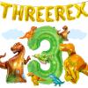 16Pcs Three Rex Balloons, Three Rex Birthday Party Decorations Boy Dinosaur 3rd Birthday Party Supplies Include Three Rex Balloon Dinosaur Foil Balloons for 3 Rex Birthday Decorations Boys view 1