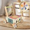 BAUTIA Baby Push Toys, Wooden Play Kitchen Food Cart, Montessori Acitivty Center Walker Toys for 1 2 Year Old Girl Boys Gifts view 2