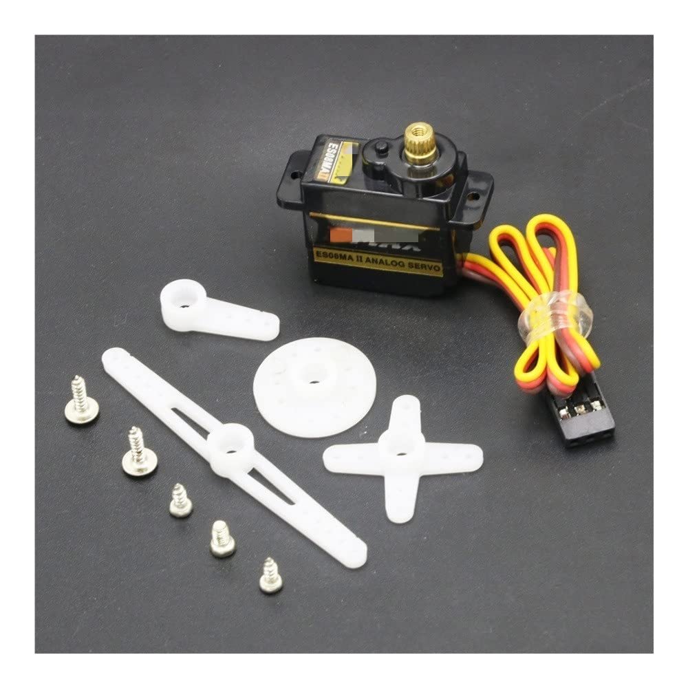 FTYUERT Drone toy accessories for EMax ES08MA II 12g Analog Metal Gear Servo with Mount &A; 15T Arm for RC Car Model Axial for SCX24 Gladiator Upgrade Parts(1pcs ES08MA II)