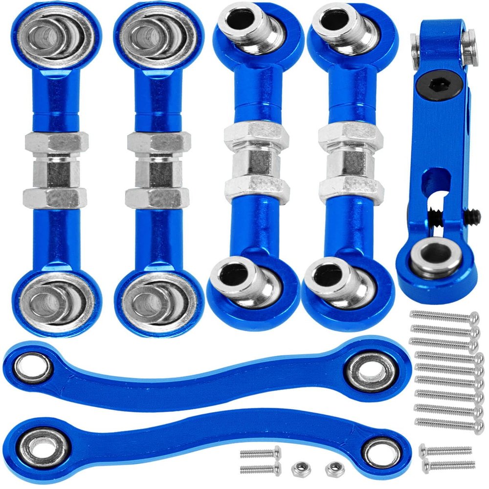 hopsupRC RC Aluminum Metal Turnbuckle Camber Links Toe Links with Rod Ends Steering Linkage Set Upgrade Parts for 1/18 LaTrax Teton,Desert Prerunner.Navy Blue(Replace 7636)