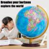 Retro Illuminated World Globe with Wooden Stand, Educ & Dcor Antique Night Light Up Globe Built in LED & HD Printed Map, Antique Illuminated Globe , Home Dcor, Office,Study, Gifts ,Sky blue,12.6in view 3