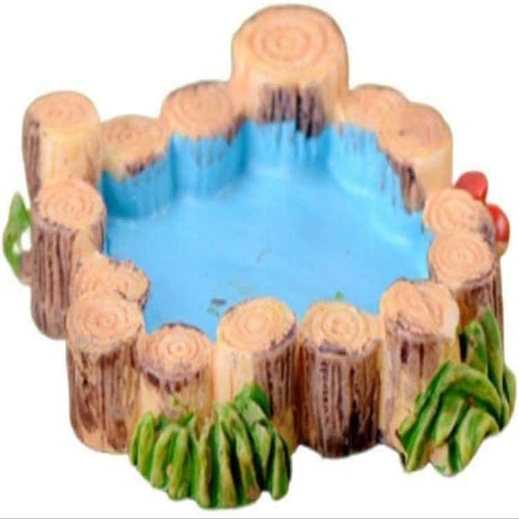 1Pc Blue Miniature Mini Water Pool Made Resin DIY Miniature Mini Water Pool Fairy Garden Lawn Ornament for Mountain Dollhouse Decor Craft Garden Sculptures and Statues Size: 4.1 * 1.0cm