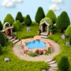 1Pc Blue Miniature Mini Water Pool Made Resin DIY Miniature Mini Water Pool Fairy Garden Lawn Ornament for Mountain Dollhouse Decor Craft Garden Sculptures and Statues Size: 4.1 * 1.0cm view 3